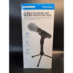 SAMSON Microphone Q2U Recording Podcasting Pack w/ Accessories NIB (Bx 8)